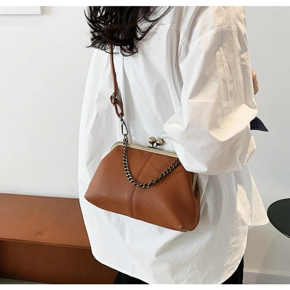 Leather Bag Women Vagen Leather Cross-Body Purse Evening Party